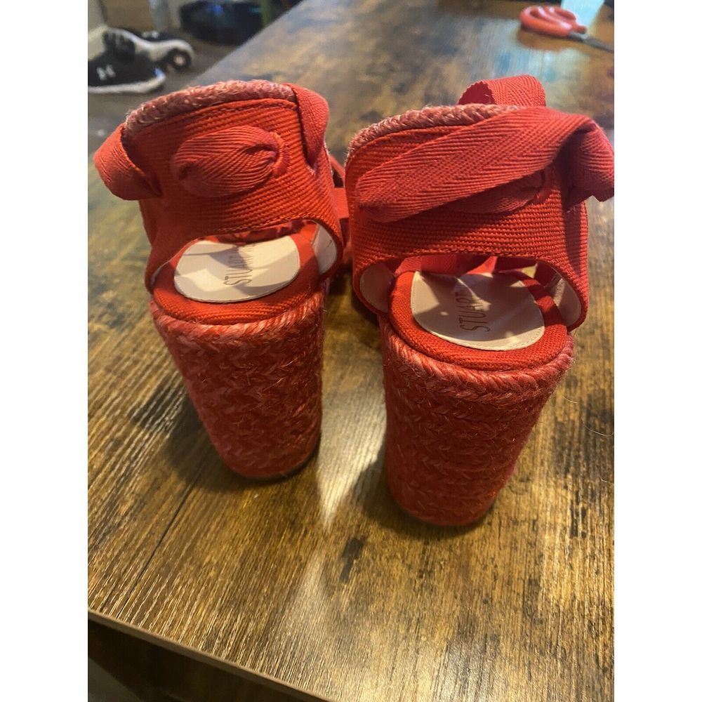 Stuart Weitzman Red Espadrille Wedges, Size 10 - … - image 2